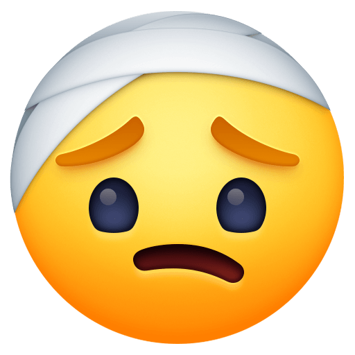 Copy a figure Bandaged Head emoticon by Facebook on a colorless background in PNG