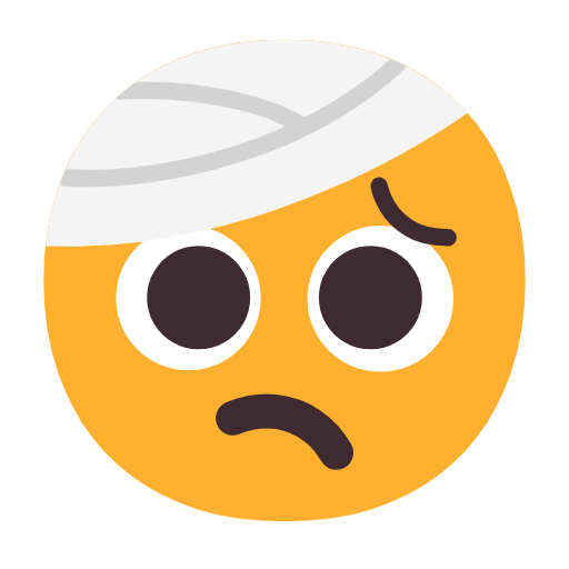 Upload a figure Face with Head-Bandage emoji by Microsoft 11 on a translucent background in png