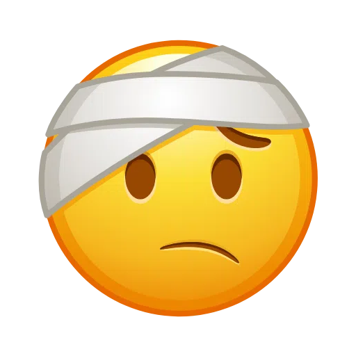 Save a picture Bandaged Head smiley of iOS Telegram no background in webp