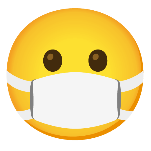 Copy pictures Surgical Mask emoticon created by Google on a colorless background in PNG