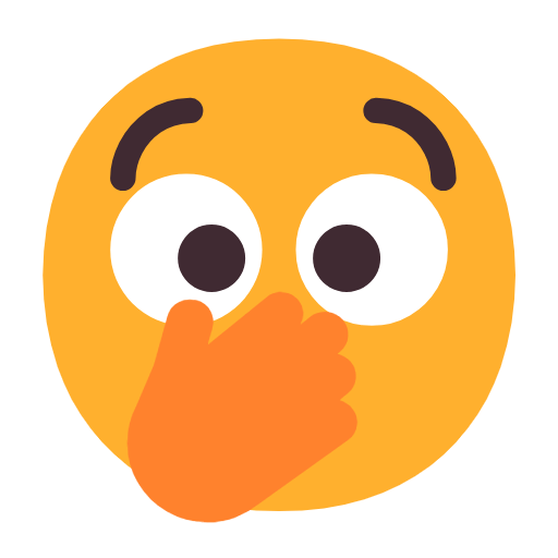 Upload a pic Face with Open Eyes and Hand Over Mouth emotion by Microsoft 11 on a translucent background in PNG