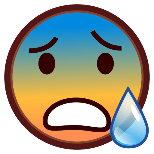 Copy a figure Worried face with sweat emoji-emoticon by Emojidex on a clean background in png