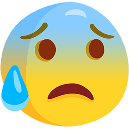 Save photos Open mouth cold sweat smiley-emoji by Facebook's Messenger platform no background in PNG