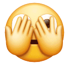 Upload a figure Face covering its hands with a peeping eye symbol of emotion by Huawei  on a translucent background in png