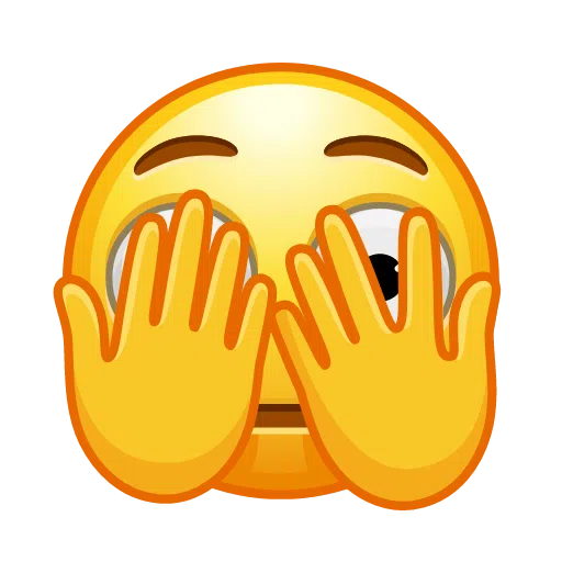 Copy a figure Peeping Face emoji-emoticon of iOS Telegram on a colorless background in webp