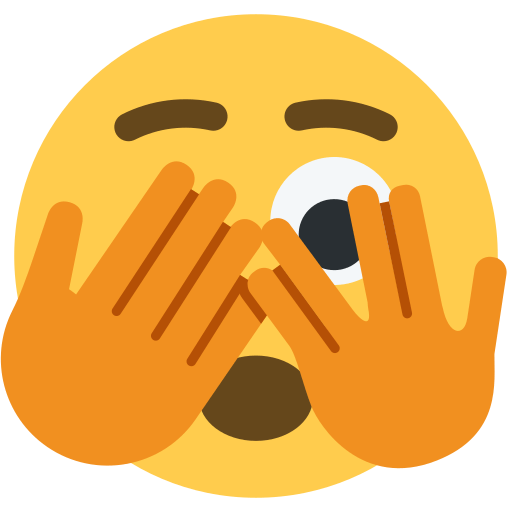 Save figures Face covering its hands with a peeping eye smiley on Twitter / X for PC on a translucent background in PNG