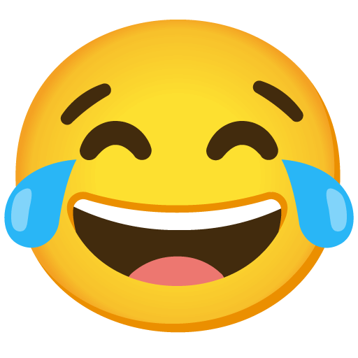 Save drawings Laughing Tears smiley created by Google on a translucent background in PNG