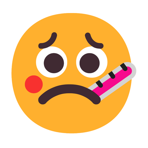 Закачать фигуру картинки-смайла Лицо с термометром от Microsoft 11 без фона в png