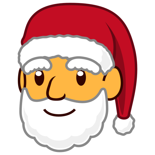 Upload a pic Santa smiley by Emojidex on a colorless background in PNG