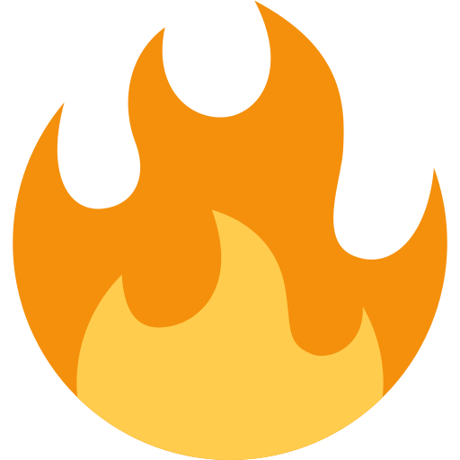 Upload image Fireplace emoji on Twitter / X for PC on a colorless background in png