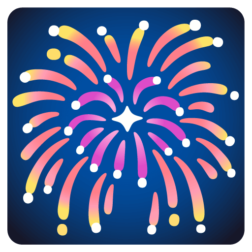 Save image Fireworks emoji created by Google on a colorless background in png