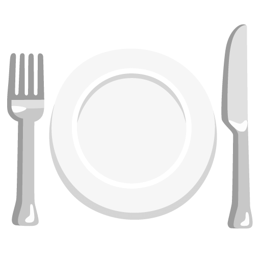 Сохранить снимок эмотикона Тарелка со столовыми приборами от Гугла на бесцветном фоне в ПНГ