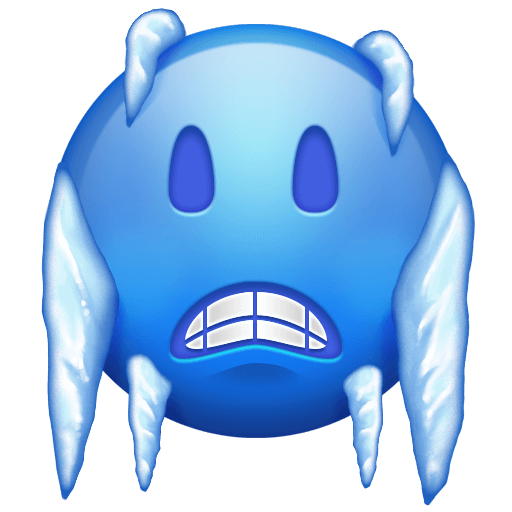 Copy a drawing Frozen face emotion by Emojipedia on a clean background in png