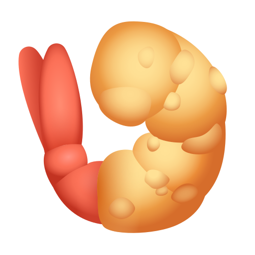 Upload a figure Fried Shrimp emoticon by Icons8 no background in png