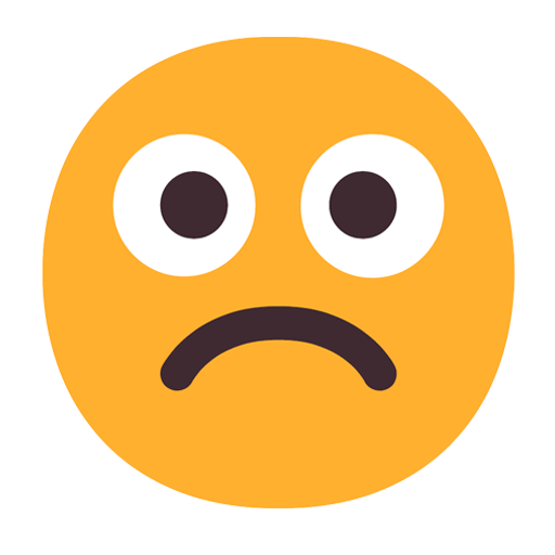 Upload a pic Frowning Face emoticon by Microsoft 11 on a translucent background in png