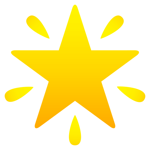 Download photos Glowing Star symbol of emotion by JoyPixels on a translucent background in png