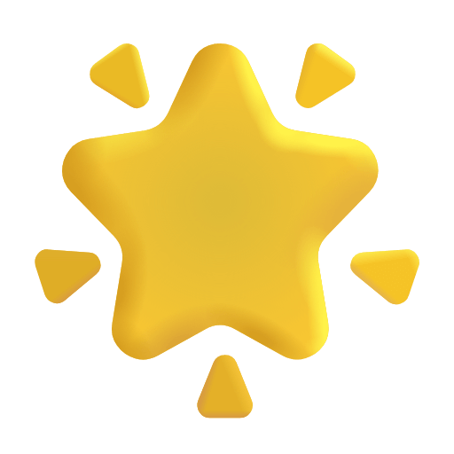 Upload a photo Shining Star emoji of the Microsoft set without a background in png