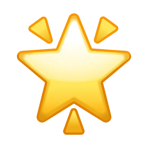 Save a drawing Glowing Star emoji-emoticon of iOS Telegram without a background in WEBP
