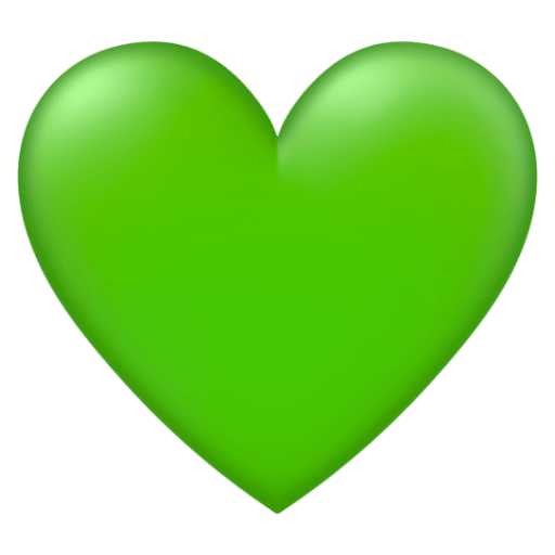 Copy photos Green Heart symbol of emotion from Google Android оn a transparent background in png