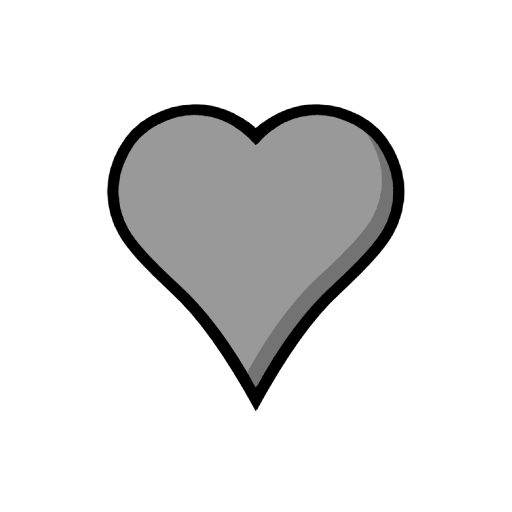 Copy a drawing Grey Heart symbol of emotion from Catrinity computer font on a clean background in PNG