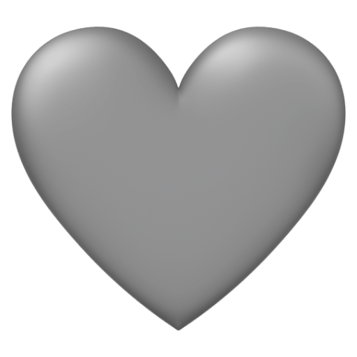 Copy photos Grey Heart smiley from Google Android on a translucent background in PNG