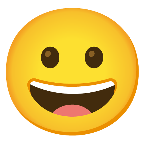 Save a figure Grinning Face symbol created by Google no background in PNG