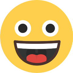 Copy figures Happy face with open mouth emoji-smiley by the Skype on a clean background in PNG