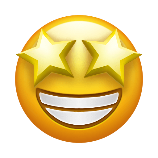 Загрузить картинки смайла Глаза-звёзды от Emojipedia на чистом фоне в пнг