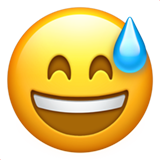 How emoji-smiley π
looks like in the original on iPhones, iPads, MacBooks, Telegram messenger Copy a drawing Happy Sweat smiley-emoji from Apple iOS on a colorless background in PNG