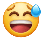 How smiley π
shows by default on select Huawei phones and tablets Save a photo Grinning Face with Sweat emoticon by Huawei no background in PNG