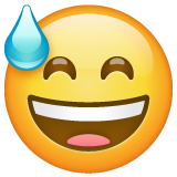 How emoji-emoticon π
looks in the original in WhatsApp on iOS/MacOS uses Apple designs Save a figure Smiling Face with Open Mouth and Cold Sweat smiley-emoji by WhatsApp for Android and PC on a clean background in png