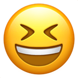 Download a photo 
Wide smile with closed eyes emoji-emoticon from Apple iOS on a colorless background in png