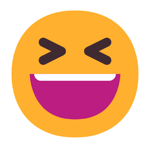 Copy pictures Grinning Face with Squinting Eyes emoji-smiley by Microsoft 11 on a translucent background in PNG