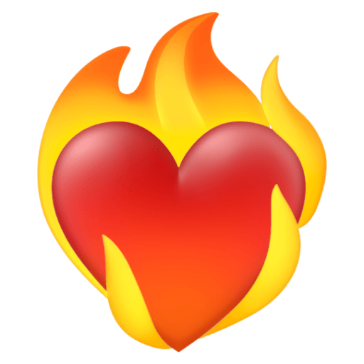 Download a figure Burning heart emoji from Google Android on a colorless background in png