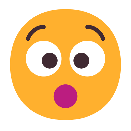 Download a figure Hushed Face emoji-emoticon by Microsoft 11 on a colorless background in png