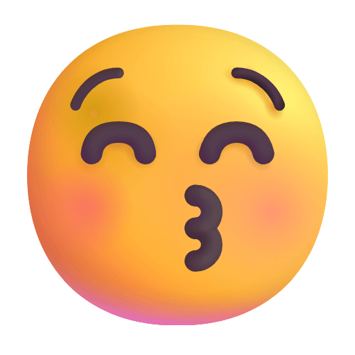 Copy a picture Kiss Face smiley-emoji of the Microsoft set without a background in PNG