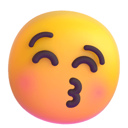 Download pics Kissing Face with Closed Eyes emoticon by Microsoft Teams for PC and Android оn a transparent background in png