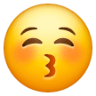 Copy drawings Kissing Face with Closed Eyes smiley-emoji on Samsung phones and tablets on a clean background in PNG