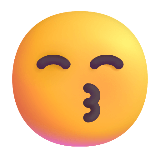 Upload a drawing Kiss Face smiley-emoji of the Microsoft set оn a transparent background in PNG