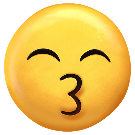 Copy pictures Kissing Face with Smiling Eyes emoticon by Twitter no background in PNG