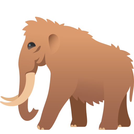 Save pics Mammoth smiley by JoyPixels on a translucent background in PNG