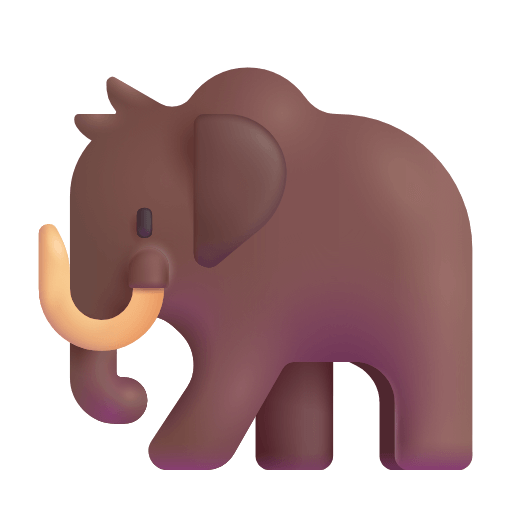 Copy a figure Mammoth symbol of the Microsoft set on a colorless background in png