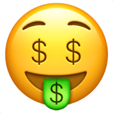 Copy image Money-Mouth Face emoticon from Apple iOS on a translucent background in png