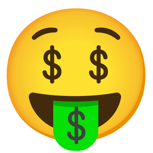 Upload figures Face with a Green Money Tongue emoji created by Google on a colorless background in PNG