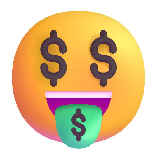Upload a picture Money Face emoji-emoticon of the Microsoft set without a background in png