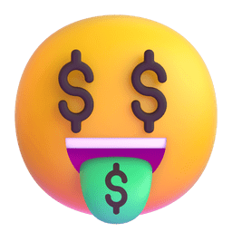 Copy pictures Face with a Green Dollar Tongue emoticon by Microsoft Teams for PC and Android оn a transparent background in png