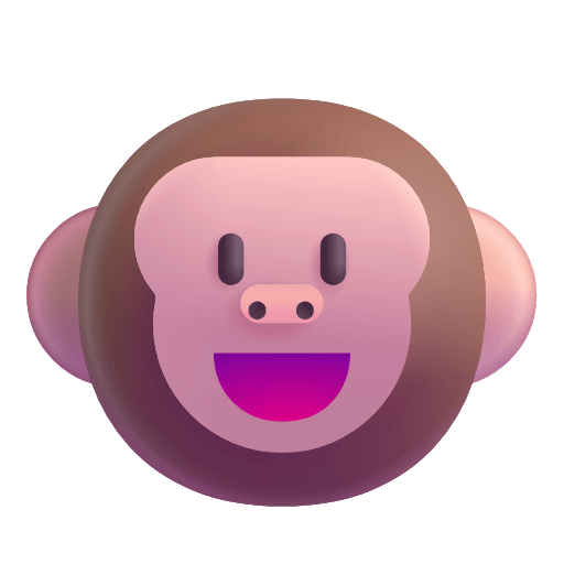 Copy pictures Monkey Head emoticon of the Microsoft set on a translucent background in PNG