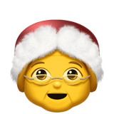 Upload a pic Mother Christmas emoji-smiley from Apple iOS on a translucent background in PNG
