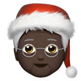 Закачать изображение символа настроения Мкс Клаус с Тёмной кожей от Apple iOS на прозрачном фоне в пнг
