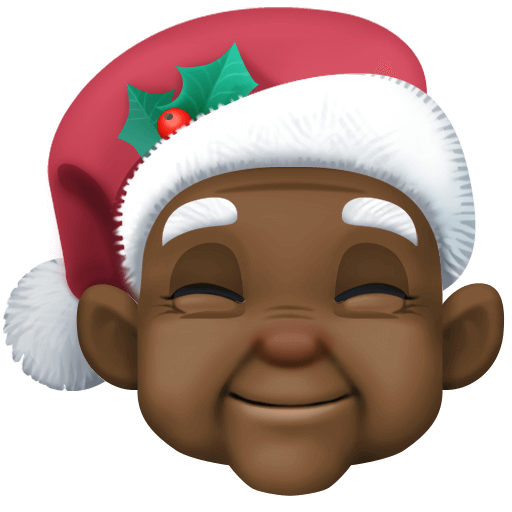 Копировать фото эмотика Человек в роли Санта-Клауса с Тёмной кожей от Фейсбук на просвечивающем фоне в ПНГ